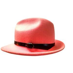 Filippo Catarzi Pink Wool Hat w Black Band Vintage Pristine Italian Fedora